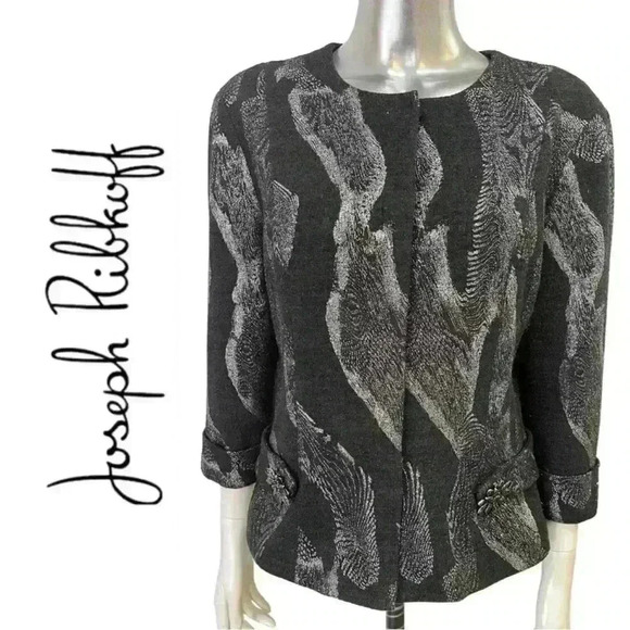 Joseph Ribkoff Knit Jacket Metallic Threads Button Embellished Jacket Size 12 - Picture 1 of 7
